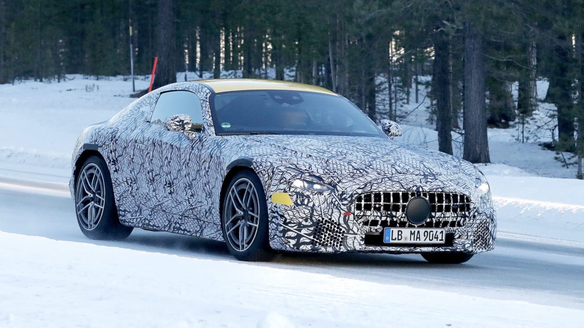 Heavily camouflaged Mercedes-AMG GT Coupe spied