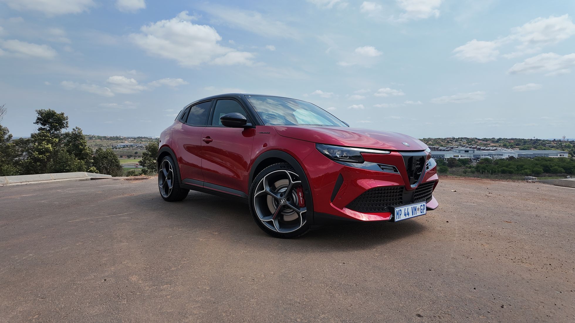 Alfa Romeo Junior Elettrica Veloce electric SUV front three-quarter photographed during TopGear South Africa road test